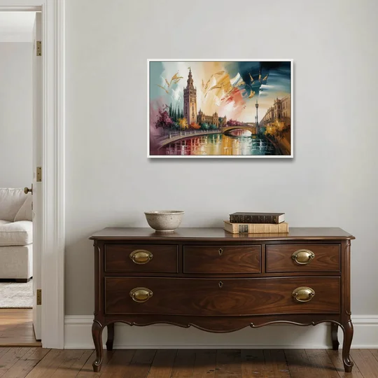 Giralda Grace - White Framed Canvas Wall Art - Coffee Table - 36x24