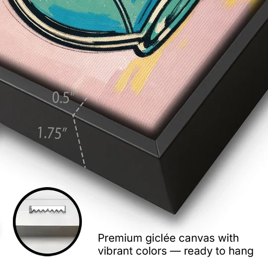 Girly Bathroom Wall Art of a Teal Perfume Atomizer - Black Framed Canvas Wall Art - Gallery Wrap Corner