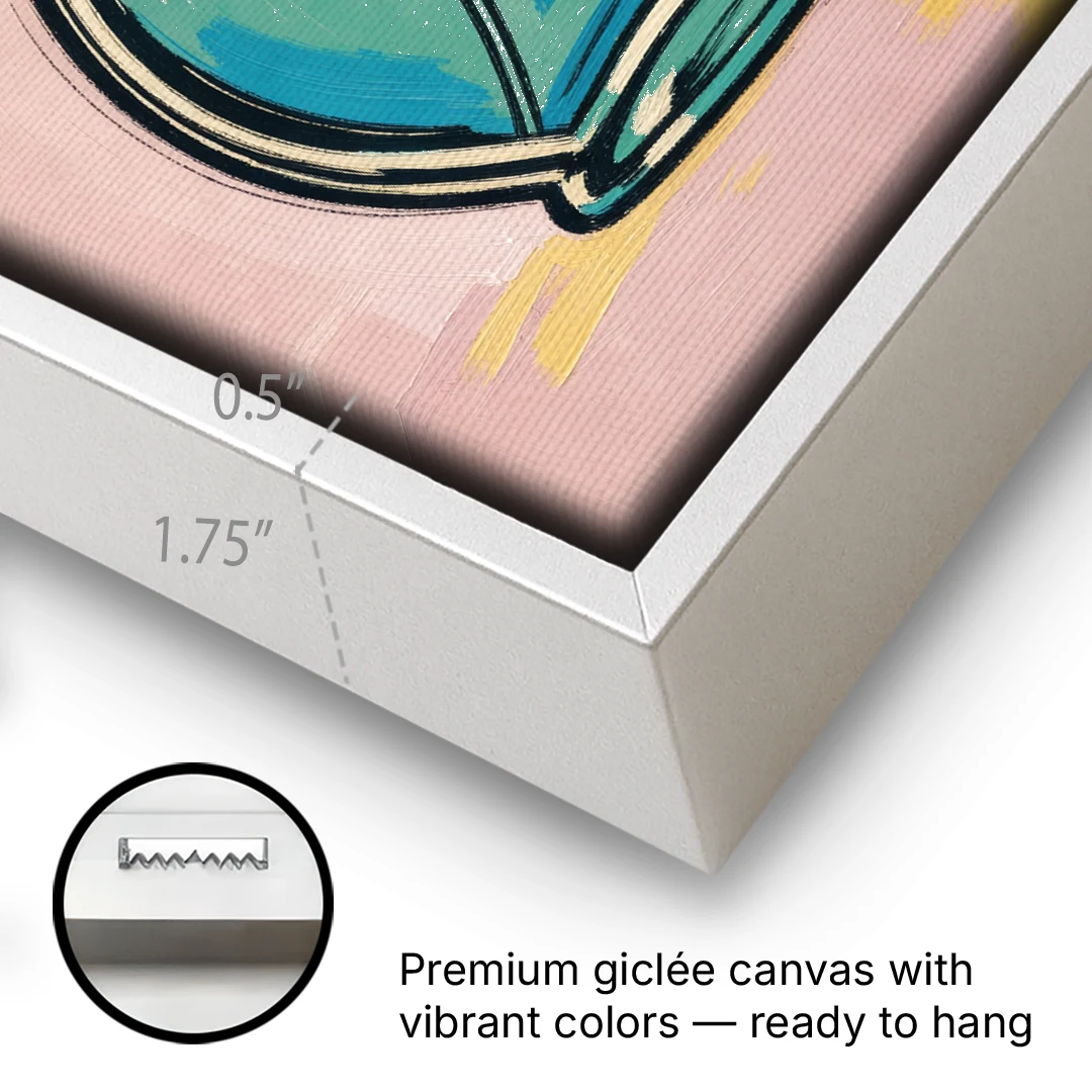 Girly Bathroom Wall Art of a Teal Perfume Atomizer - White Framed Canvas Wall Art - Gallery Wrap Corner