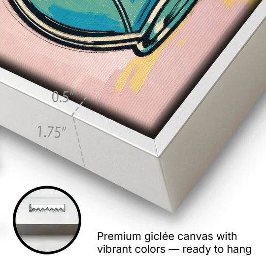 Girly Bathroom Wall Art of a Teal Perfume Atomizer - White Framed Canvas Wall Art - Gallery Wrap Corner