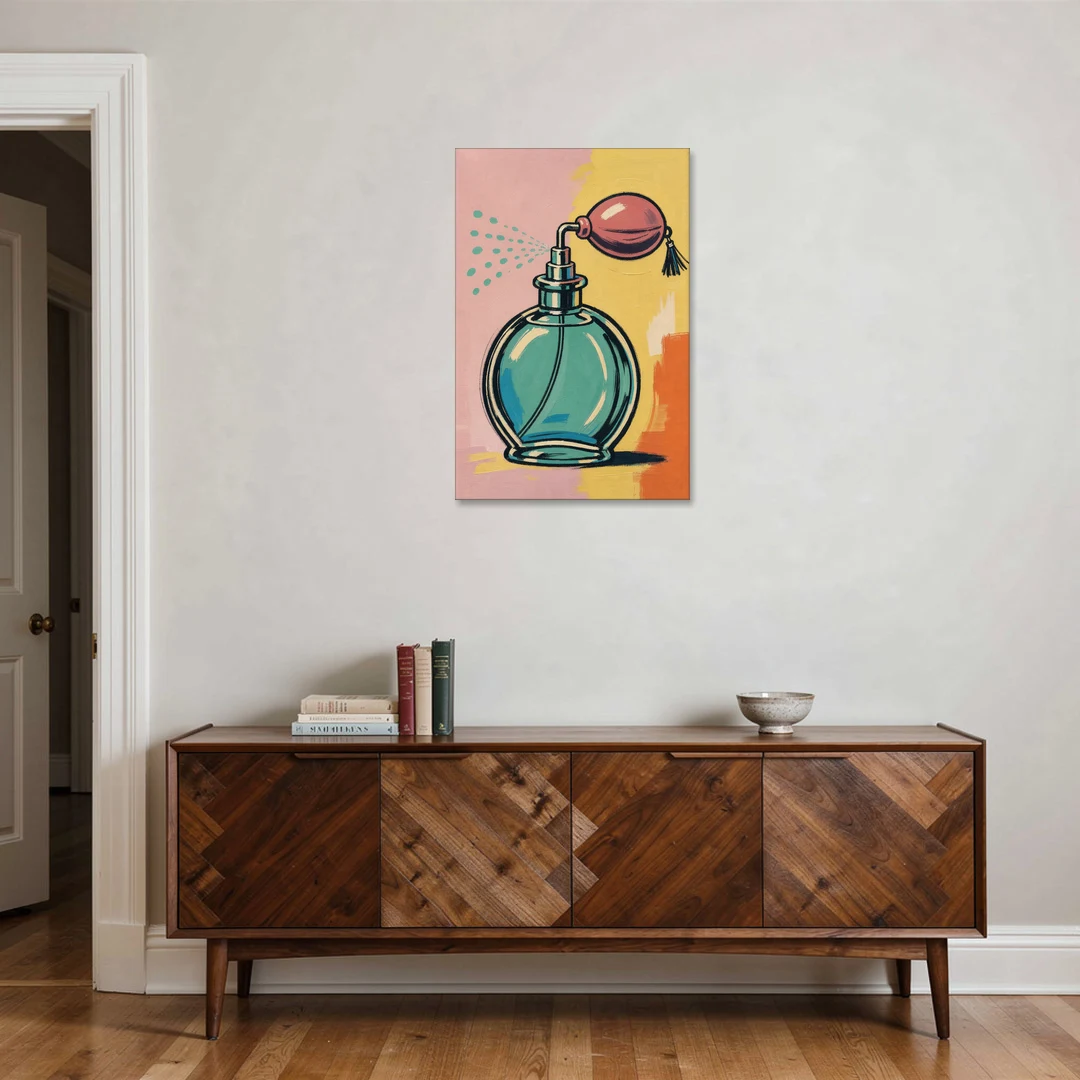 Girly Bathroom Wall Art of a Teal Perfume Atomizer - Canvas Wall Art - Coffee Table - 24x36