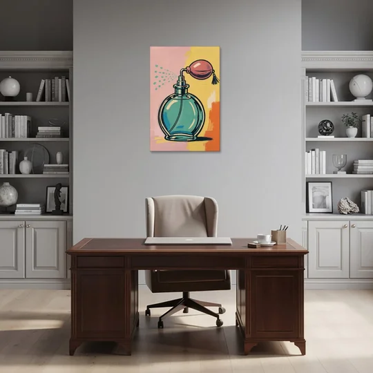 Girly Bathroom Wall Art of a Teal Perfume Atomizer - Canvas Wall Art - Office - 24x36