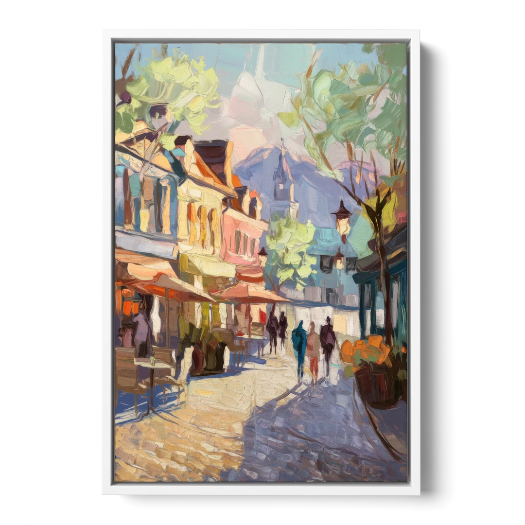 Glendale Downtown Charm - White Framed Canvas Wall Art - Front