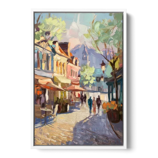 Glendale Downtown Charm - White Framed Canvas Wall Art - Front