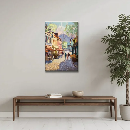 Glendale Downtown Charm - White Framed Canvas Wall Art - Coffee Table - 24x36