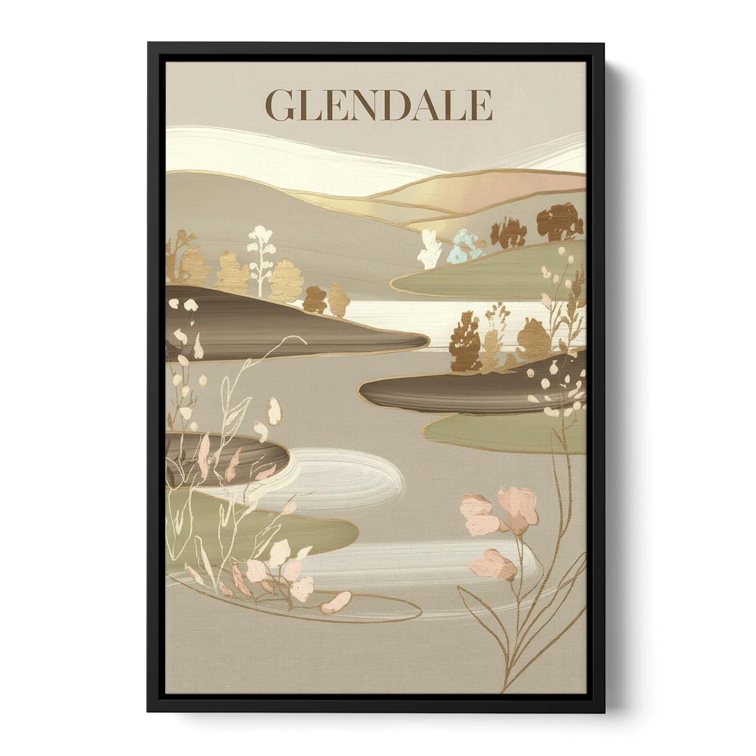 Glendale Rustic Elegance - Black Framed Canvas Wall Art - Front