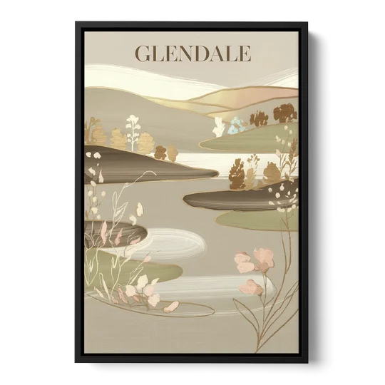 Glendale Rustic Elegance - Black Framed Canvas Wall Art - Front