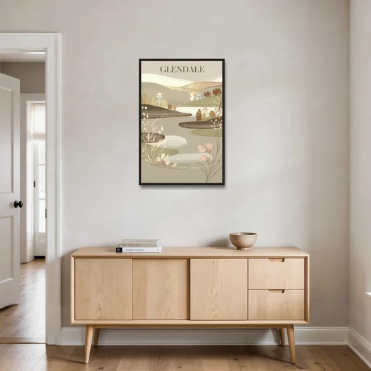 Glendale Rustic Elegance - Black Framed Canvas Wall Art - Coffee Table - 24x36