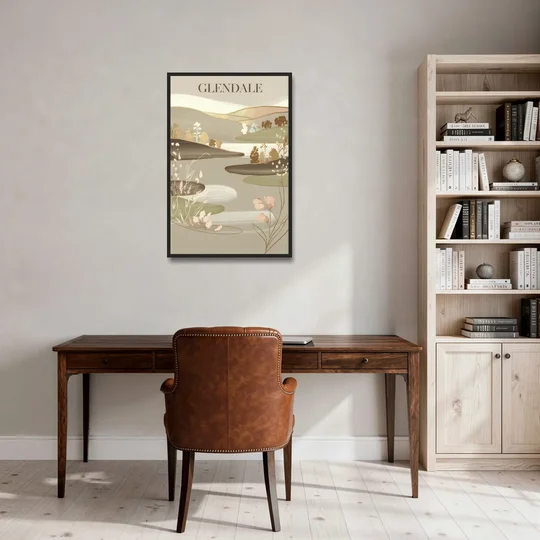 Glendale Rustic Elegance - Black Framed Canvas Wall Art - Office - 24x36