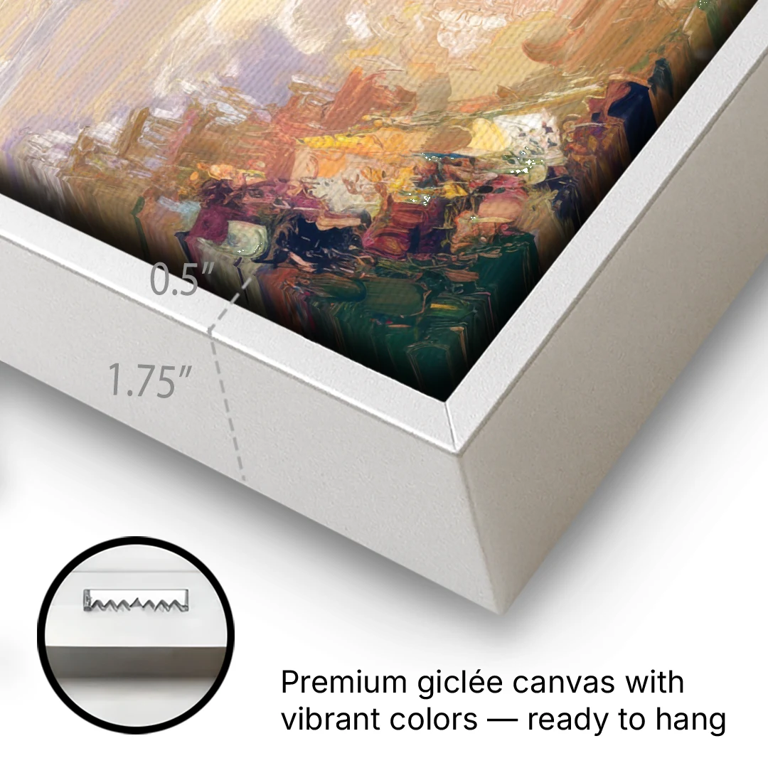 Glendale Sunset Views - White Framed Canvas Wall Art - Gallery Wrap Corner