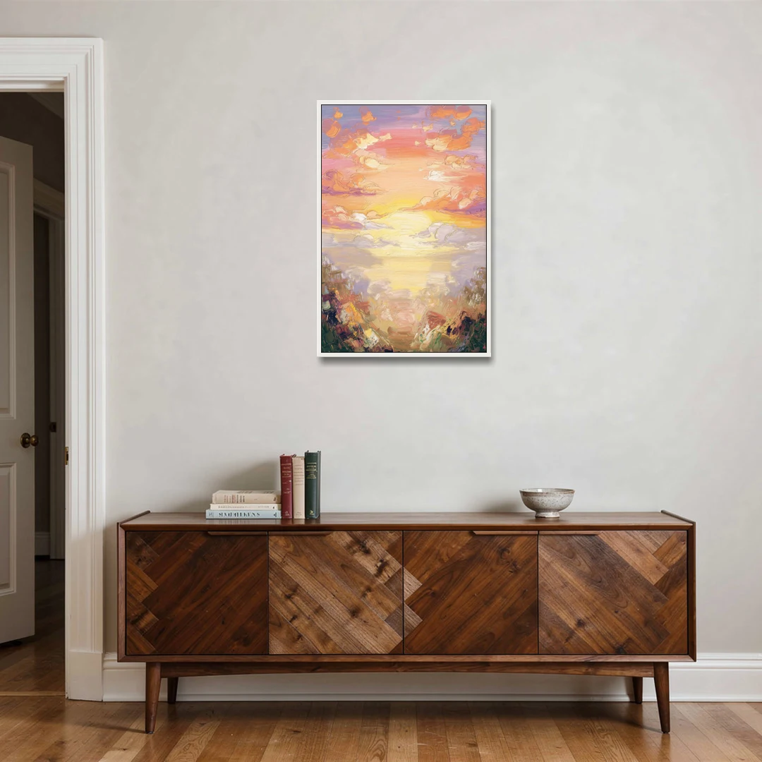 Glendale Sunset Views - White Framed Canvas Wall Art - Coffee Table - 24x36