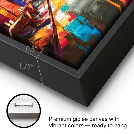 Glendale Vibrant Streetscape - Black Framed Canvas Wall Art - Gallery Wrap Corner