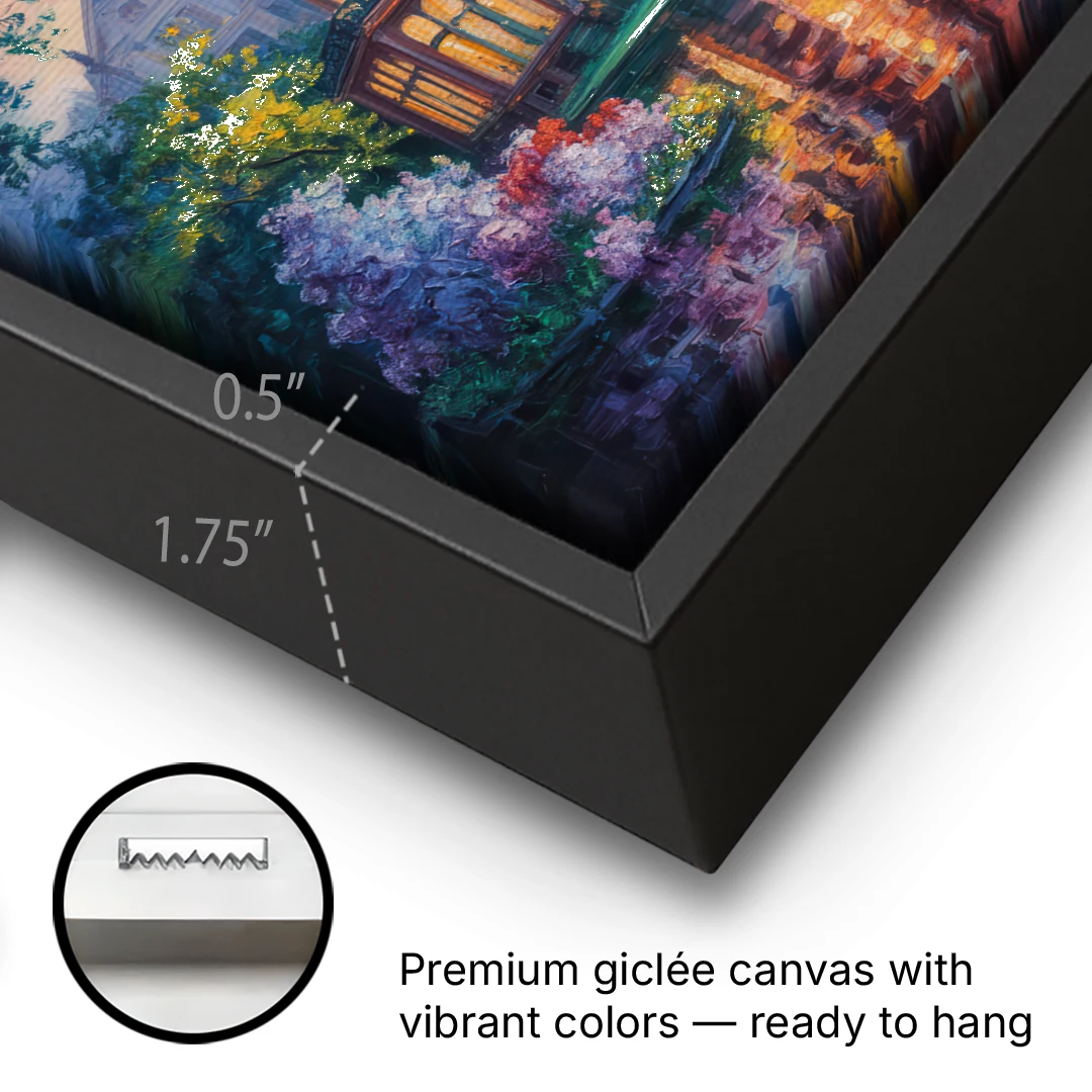 Goethe House Heritage - Black Framed Canvas Wall Art - Gallery Wrap Corner