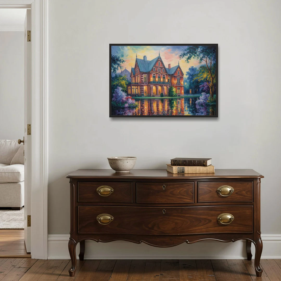 Goethe House Heritage - Black Framed Canvas Wall Art - Coffee Table - 36x24