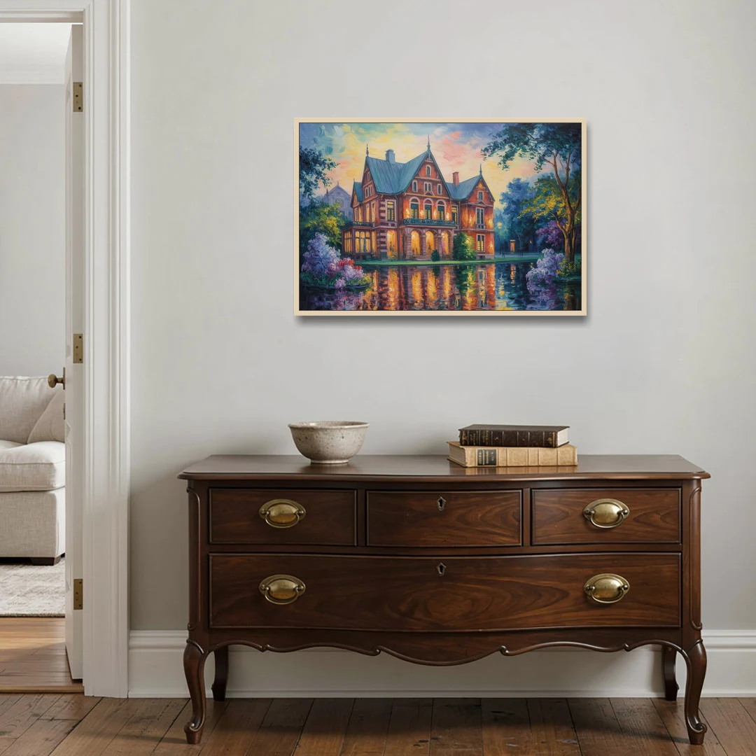 Goethe House Heritage - Oak Framed Canvas Wall Art - Coffee Table - 36x24