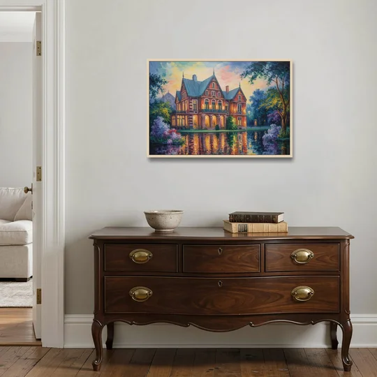 Goethe House Heritage - Oak Framed Canvas Wall Art - Coffee Table - 36x24