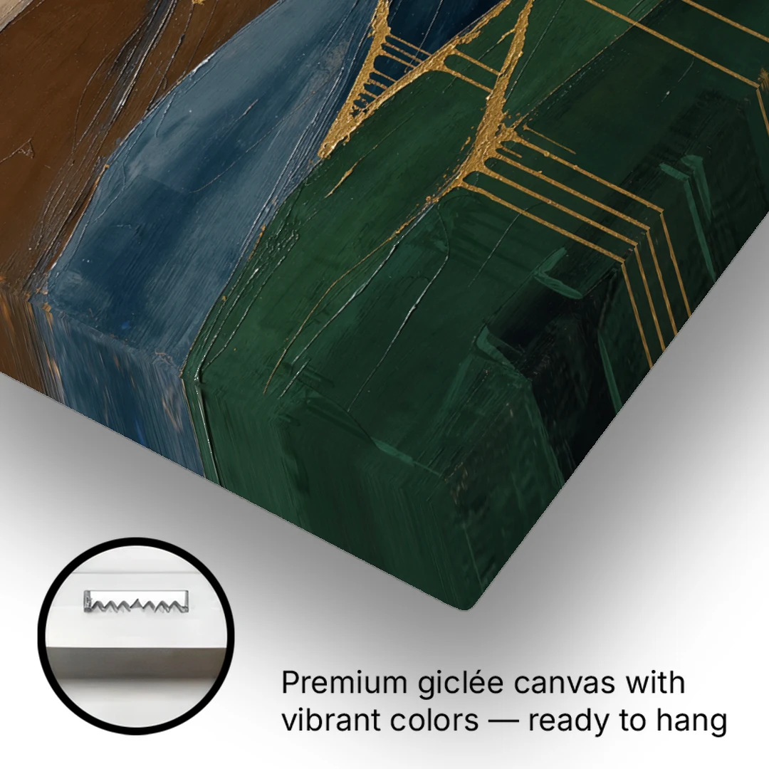 Gold Drip Stream Through Layered Hills - Canvas Wall Art - Gallery Wrap Corner