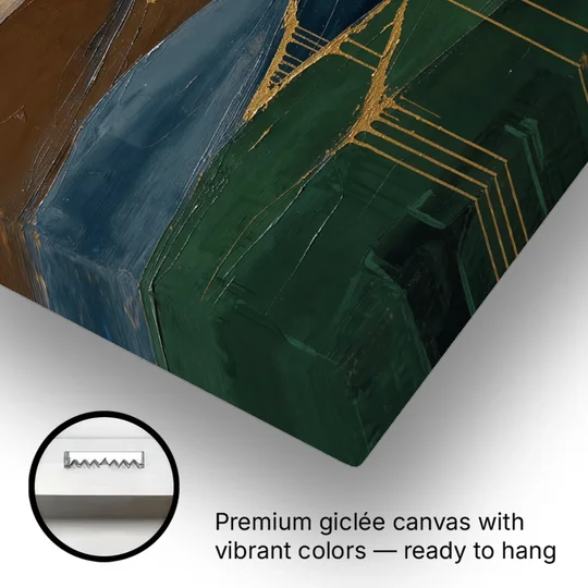Gold Drip Stream Through Layered Hills - Canvas Wall Art - Gallery Wrap Corner