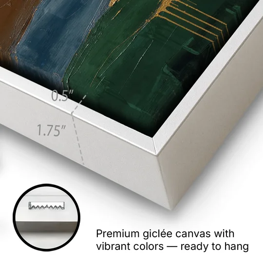 Gold Drip Stream Through Layered Hills - White Framed Canvas Wall Art - Gallery Wrap Corner