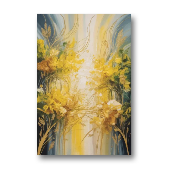 Golden Forest Canopy Yellow Abstract - Canvas Wall Art - Front