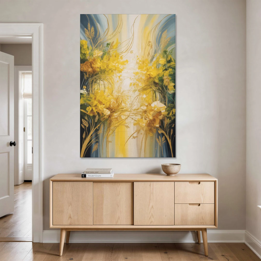 Golden Forest Canopy Yellow Abstract - Canvas Wall Art - Coffee Table - 40x60