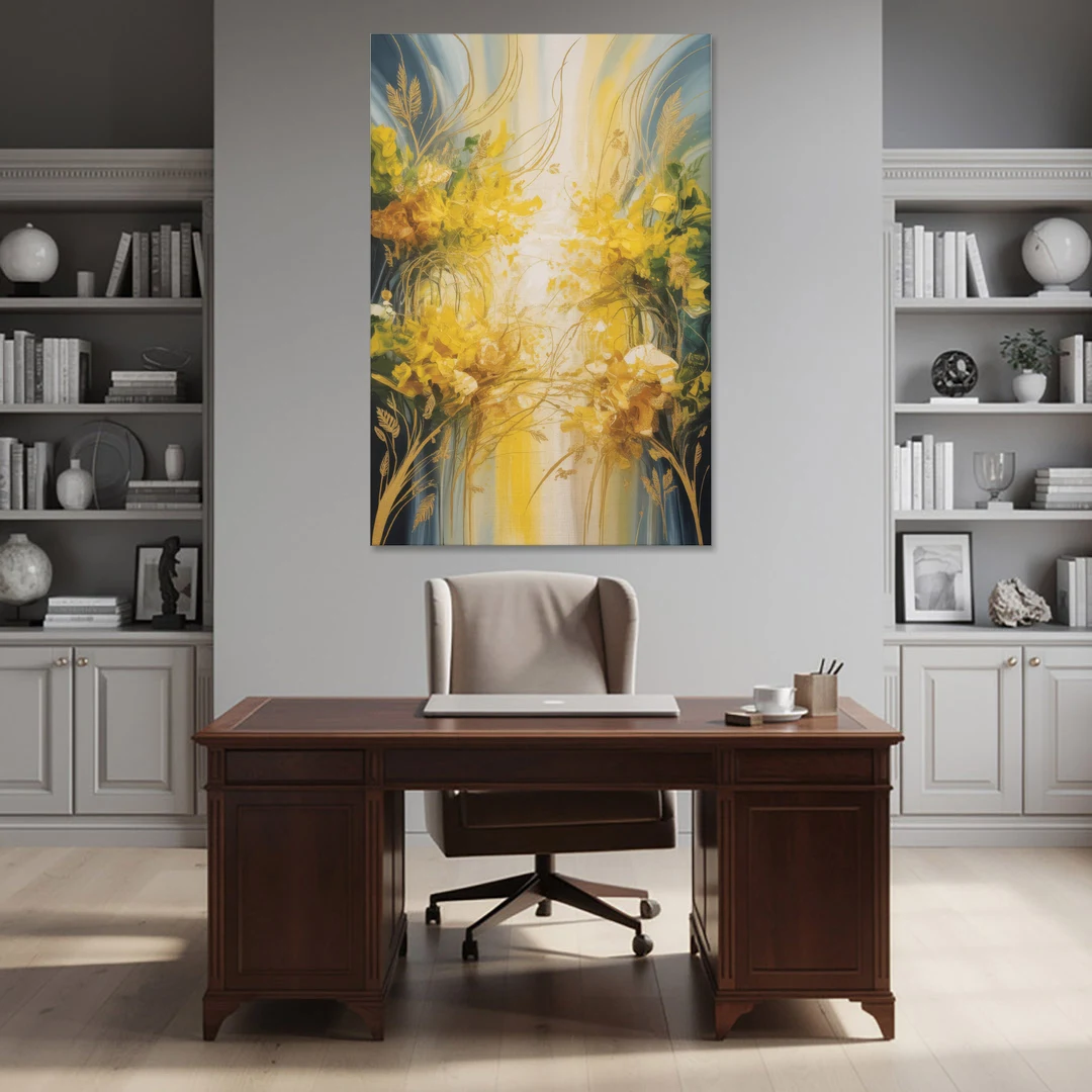 Golden Forest Canopy Yellow Abstract - Canvas Wall Art - Office - 40x60