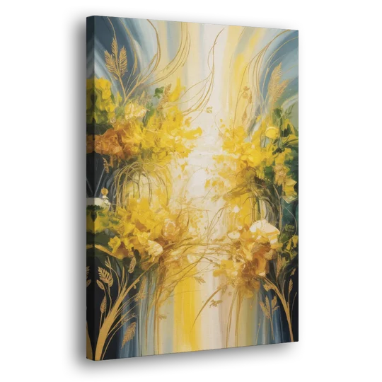 Golden Forest Canopy Yellow Abstract - Canvas Wall Art - Side