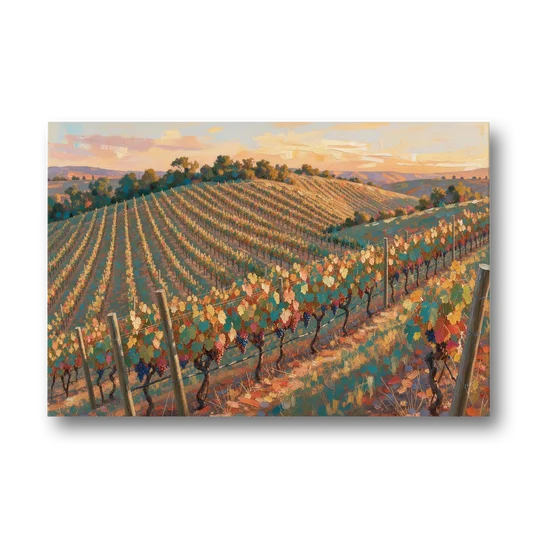 Golden Hour Vineyard Rows for the Dining Room - Canvas Wall Art - Front