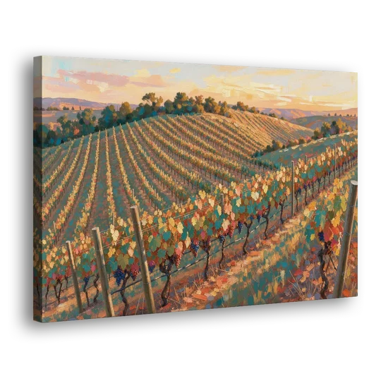 Golden Hour Vineyard Rows for the Dining Room - Canvas Wall Art - Side