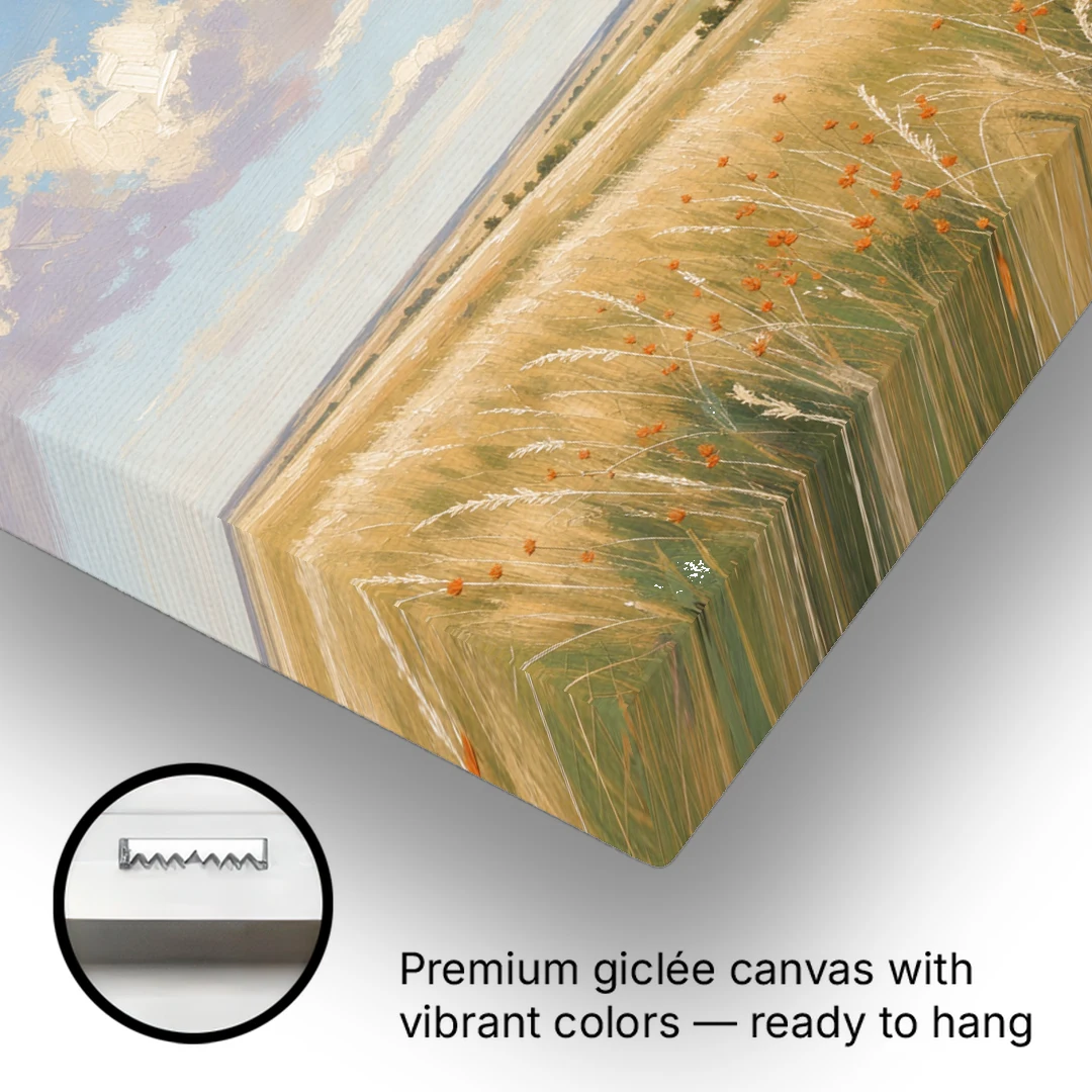 Golden Tallgrass Prairie Above a King Bed - Canvas Wall Art - Gallery Wrap Corner