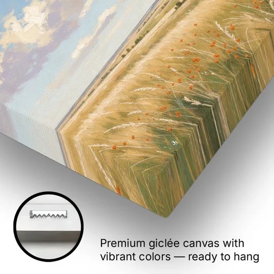 Golden Tallgrass Prairie Above a King Bed - Canvas Wall Art - Gallery Wrap Corner
