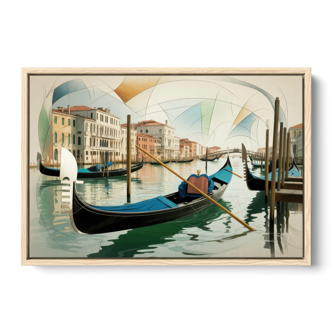 Gondola Dreams - Oak Framed Canvas Wall Art - Front