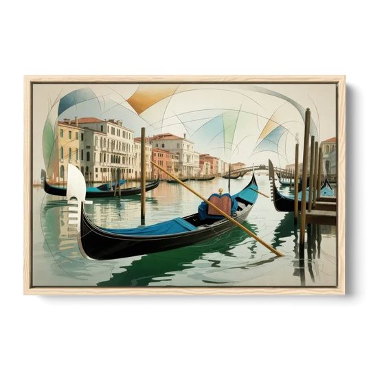 Gondola Dreams - Oak Framed Canvas Wall Art - Front