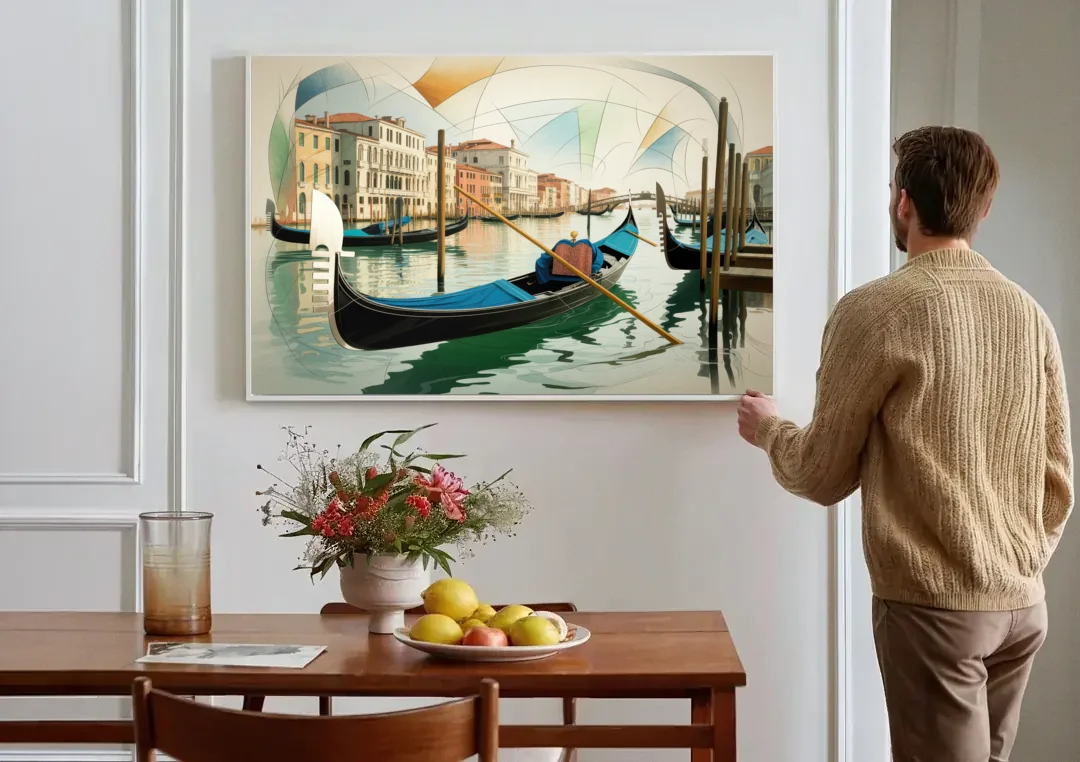 Gondola Dreams canvas wall art above a dining table