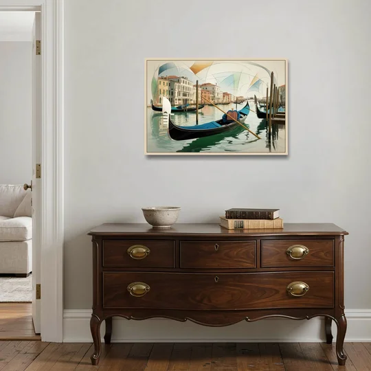 Gondola Dreams - Oak Framed Canvas Wall Art - Coffee Table - 36x24