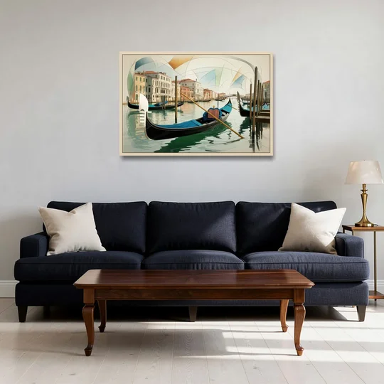 Gondola Dreams - Oak Framed Canvas Wall Art - Sofa - 36x24