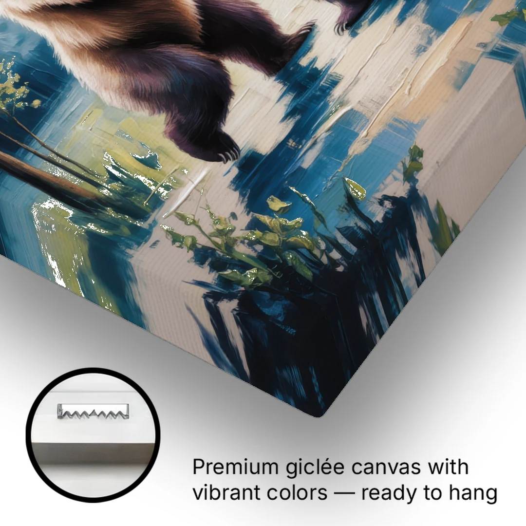 Graceful Bear Dance in Moonlight - Canvas Wall Art - Gallery Wrap Corner