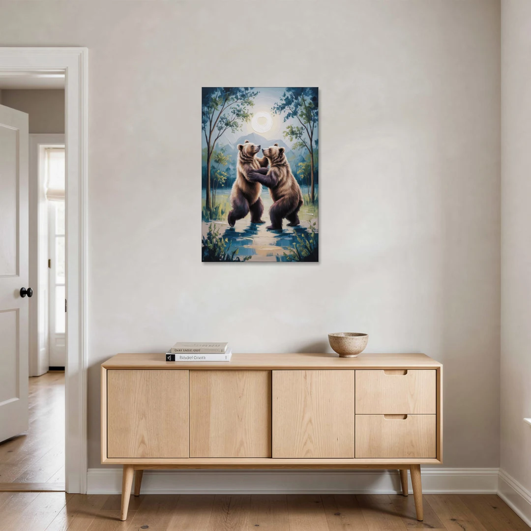 Graceful Bear Dance in Moonlight - Canvas Wall Art - Coffee Table - 24x36