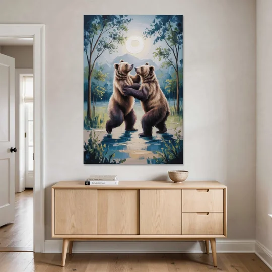 Graceful Bear Dance in Moonlight - Canvas Wall Art - Coffee Table - 40x60
