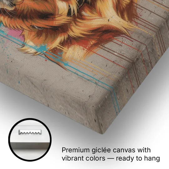 Graffiti Golden Retriever with Headphones - Canvas Wall Art - Gallery Wrap Corner