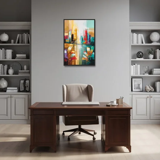 Grand Rapids Artistic City Vibes - Black Framed Canvas Wall Art - Office - 24x36