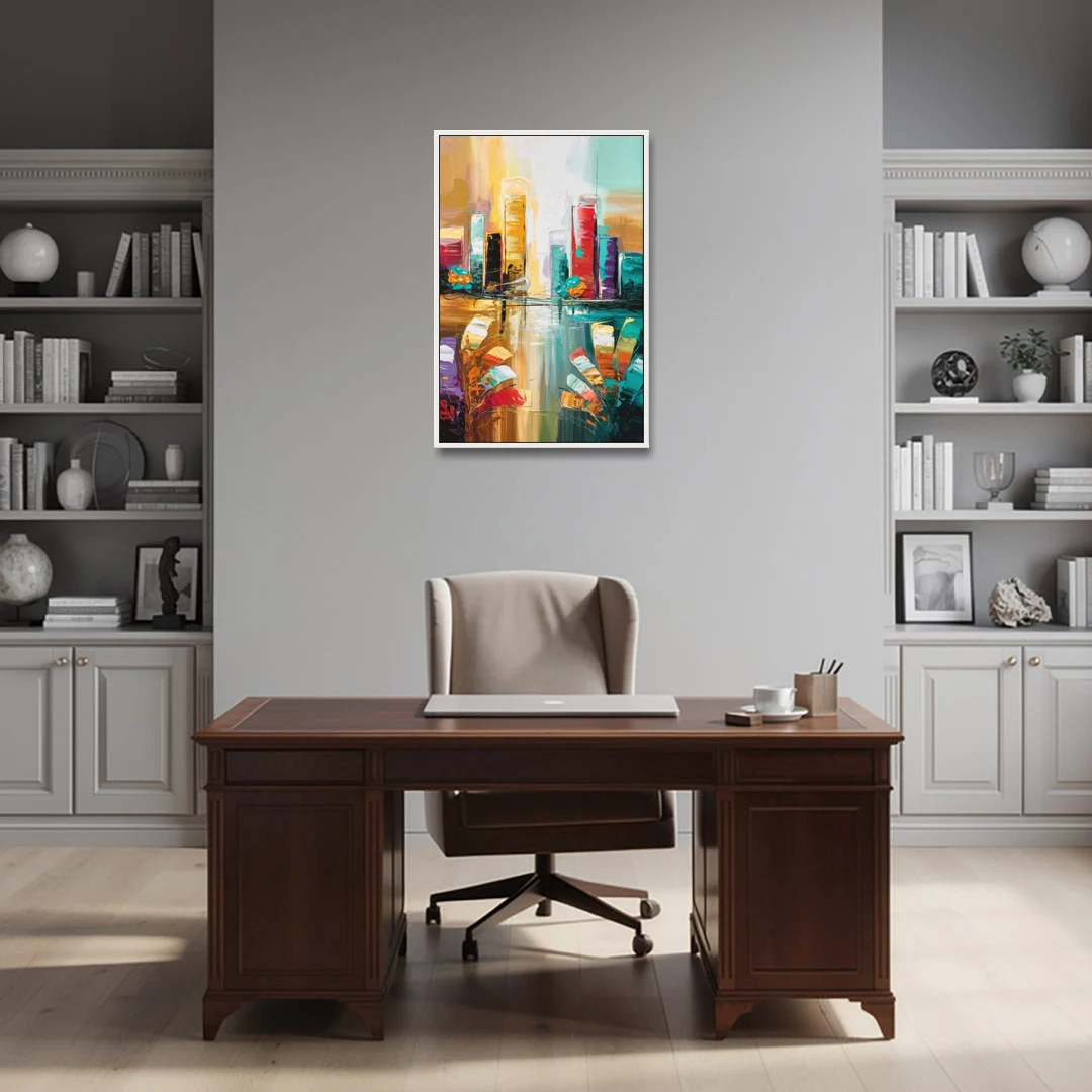 Grand Rapids Artistic City Vibes - White Framed Canvas Wall Art - Office - 24x36