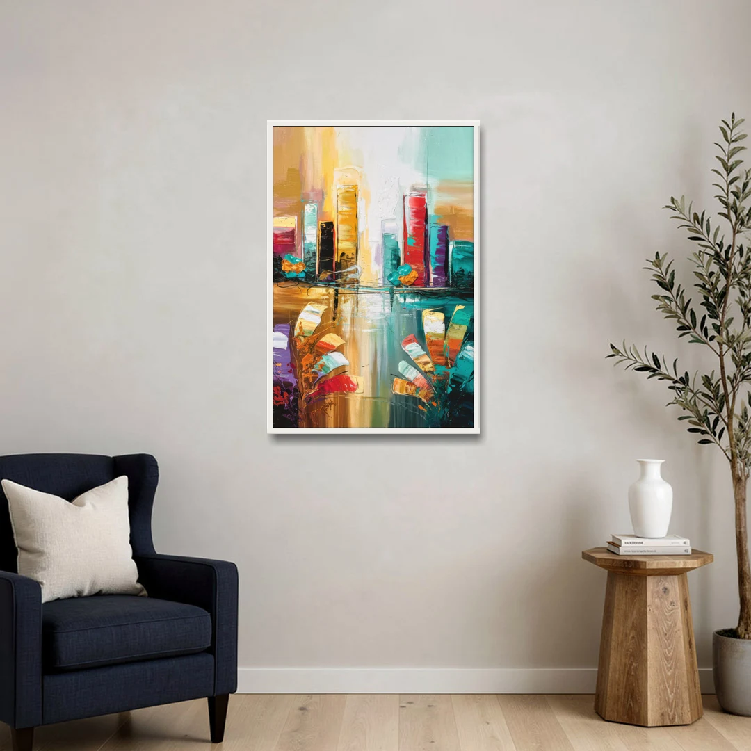 Grand Rapids Artistic City Vibes - White Framed Canvas Wall Art - Sofa - 24x36
