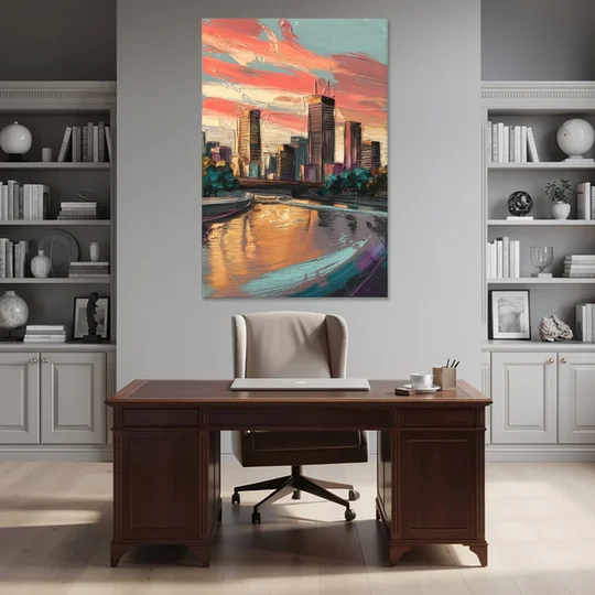 Grand Rapids Downtown Skyline - Canvas Wall Art - Office - 40x60