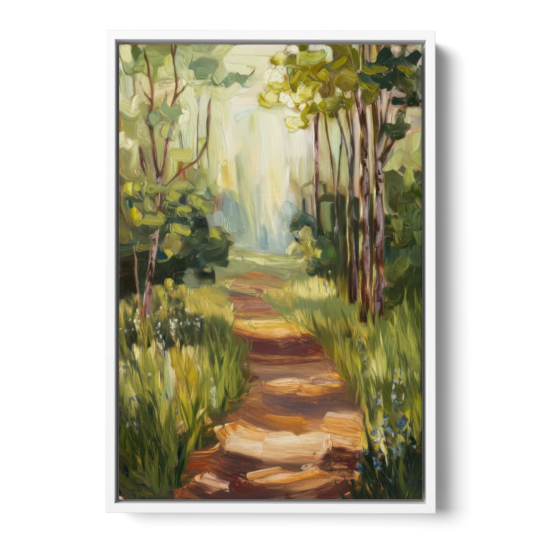 Grand Rapids Forest and Trails - White Framed Canvas Wall Art - Front