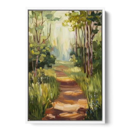 Grand Rapids Forest and Trails - White Framed Canvas Wall Art - Front