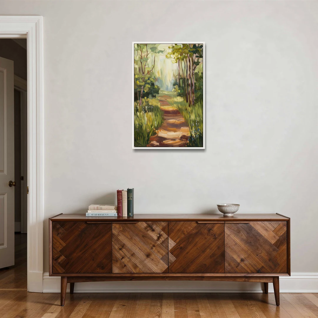 Grand Rapids Forest and Trails - White Framed Canvas Wall Art - Coffee Table - 24x36