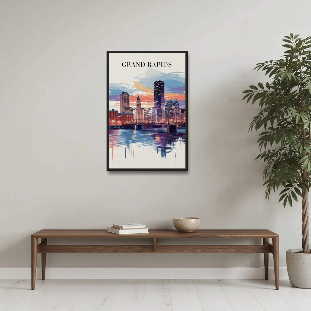 Grand Rapids Historic Landmarks - Black Framed Canvas Wall Art - Coffee Table - 24x36