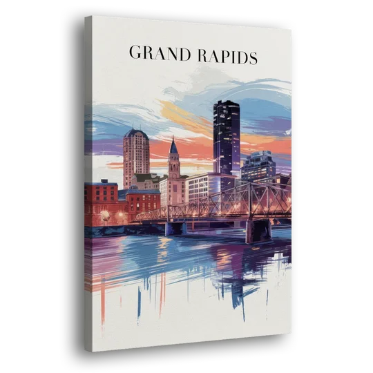 Grand Rapids Historic Landmarks - Canvas Wall Art - Side