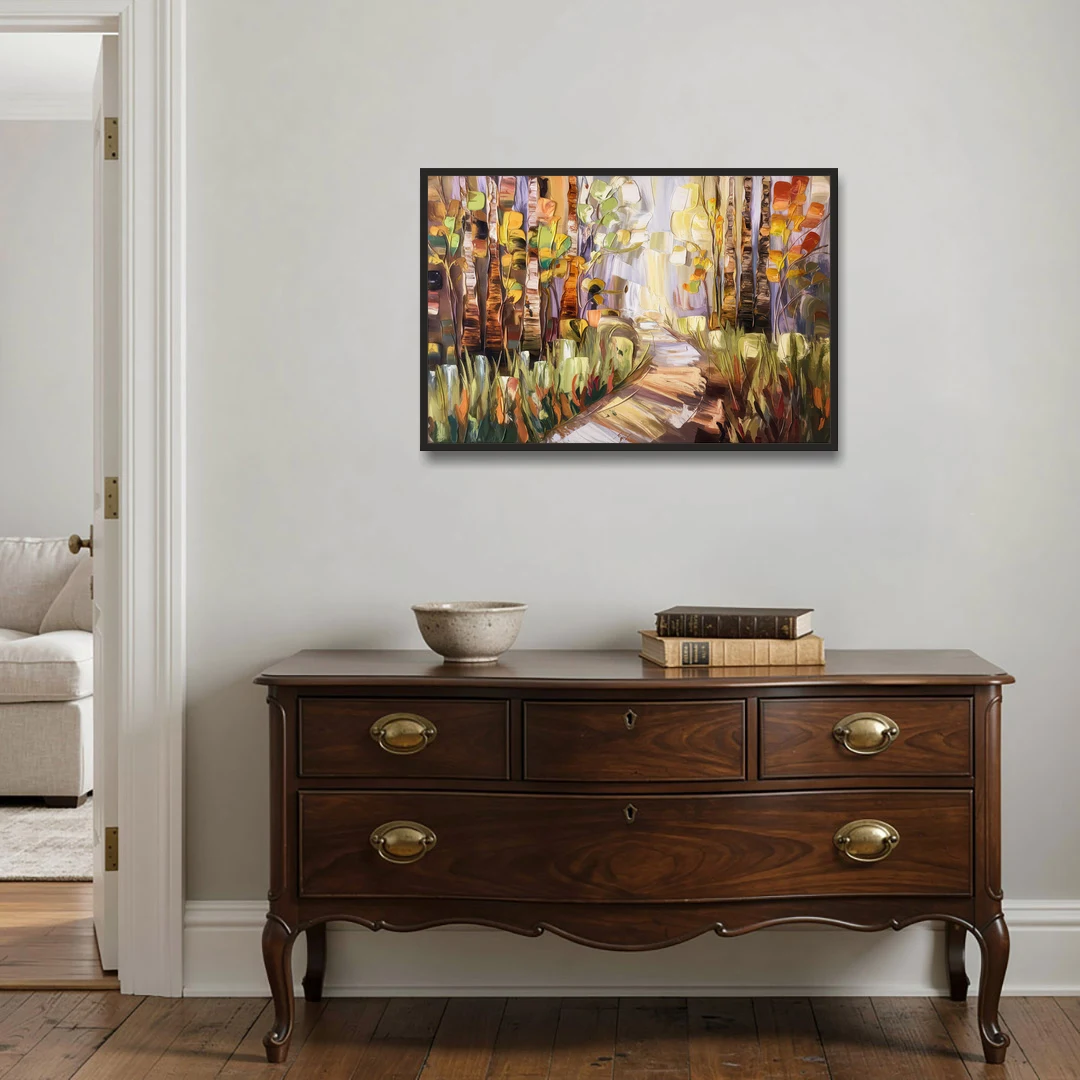 Grand Rapids Seasonal Foliage - Black Framed Canvas Wall Art - Coffee Table - 36x24